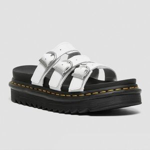 White & Black Blaire Leather Slide Dr. Martens Sandals